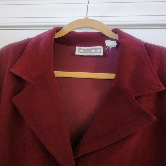 Dress Barn Woman-Deep Burgundy Microsuede-Lined-Button Down-Tailored Blazer-18W - Picture 3 of 5